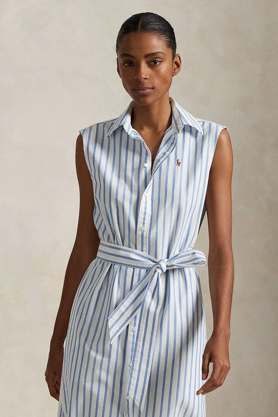 Одежда Хлопковое платье Polo Ralph Lauren 211973767 голубой