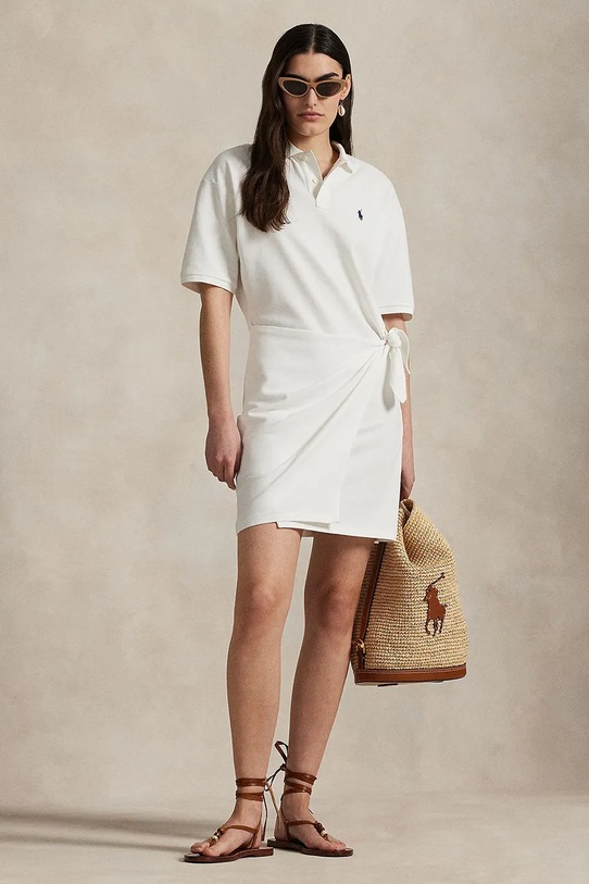 Polo Ralph Lauren sukienka bawełniana bawełna biały 211A88516