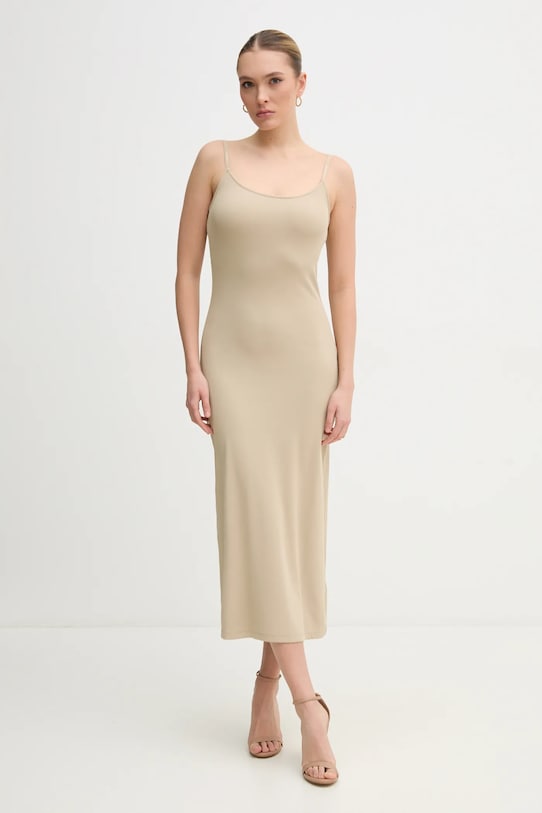 Obleka Calvin Klein Jeans Z elastanom bež J20J225288