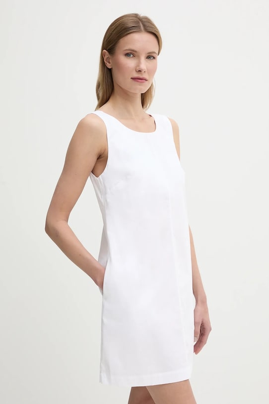 Bombažna obleka Calvin Klein Jeans Mini bela LV047AB000
