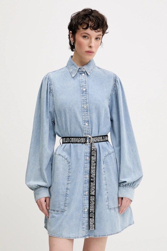Karl Lagerfeld Jeans rochie din bumbac mini albastru A2W13022