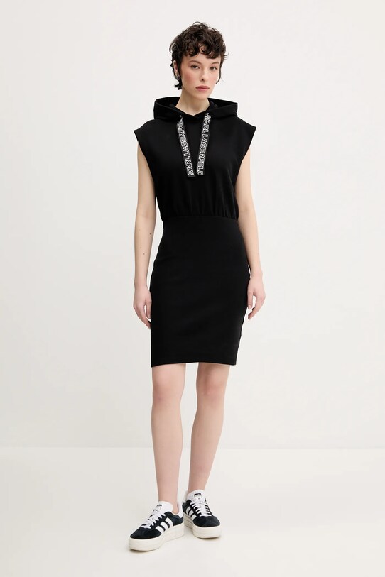 Karl Lagerfeld Jeans rochie din bumbac A2W13033 negru SS25