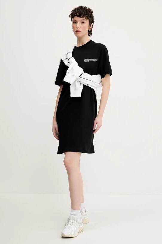Karl Lagerfeld Jeans rochie din bumbac A2W13036 negru SS25