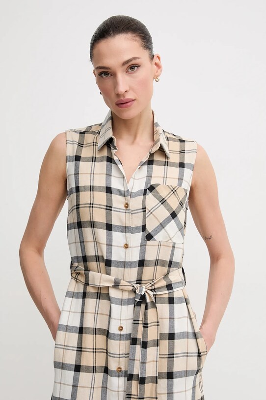Šaty s prímesou ľanu Barbour Agnes béžová LDR0890SN51