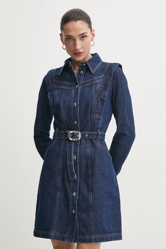 Morgan vestito di jeans RICOLI mini blu navy RICOLI