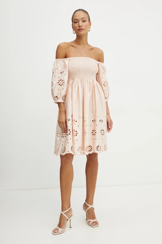 Fracomina rochie din bumbac FJ25SD1001W400E5 bej SS25