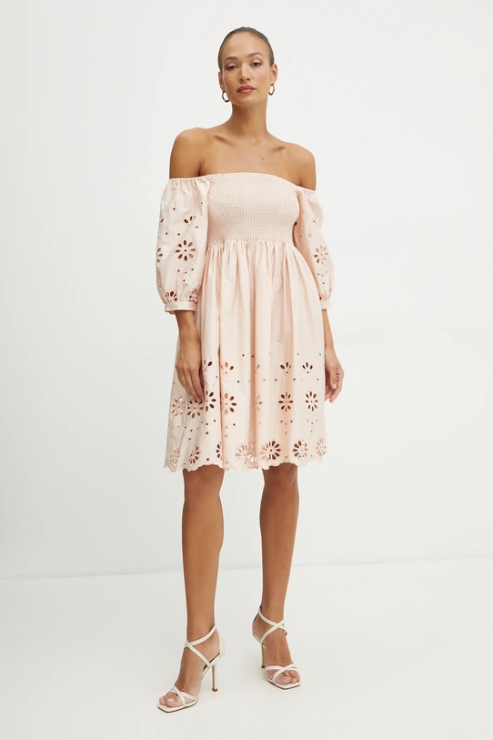 Fracomina sukienka bawełniana FJ25SD1001W400E5 beżowy SS25