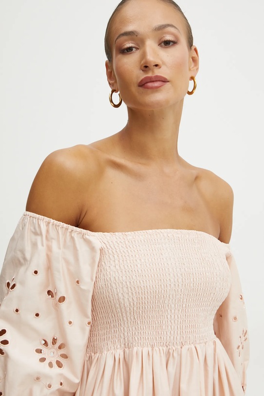 Fracomina sukienka bawełniana beżowy FJ25SD1001W400E5