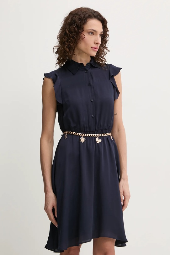 Fracomina rochie din amestec de mătase mini bleumarin FR25SD1011W77401