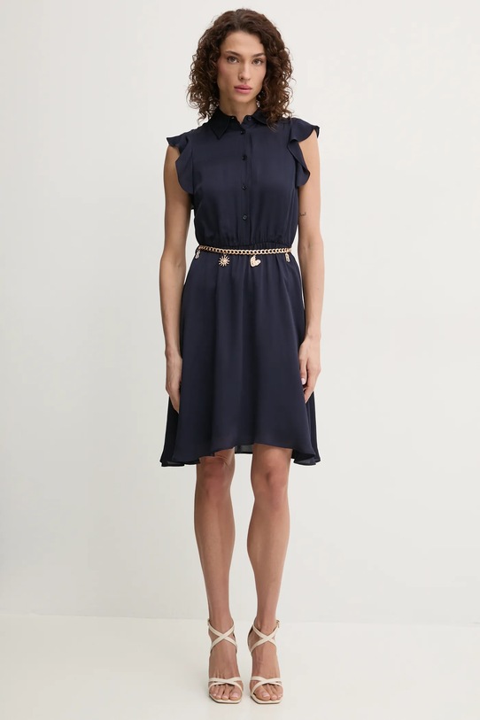 Fracomina rochie din amestec de mătase FR25SD1011W77401 bleumarin SS25