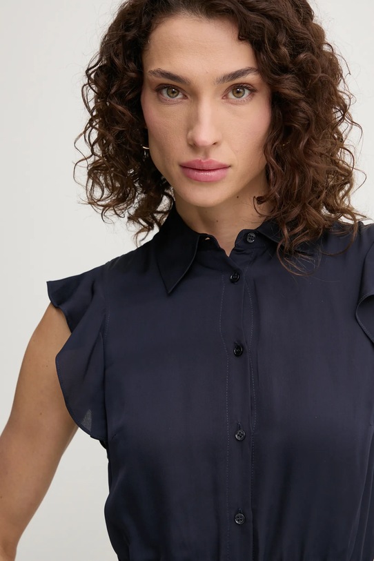 Fracomina rochie din amestec de mătase bleumarin FR25SD1011W77401