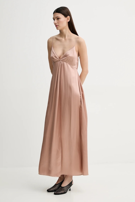 AERON rochie din amestec de mătase FELICITA roz DR582452