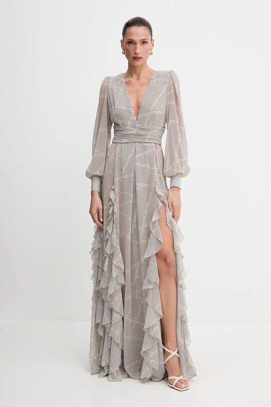 Elisabetta Franchi sukienka rozkloszowany beżowy ABRS252E2