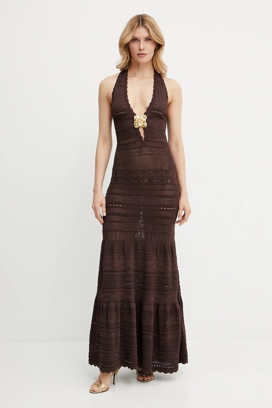 Šaty Elisabetta Franchi pletenina hnedá AM72S52E2