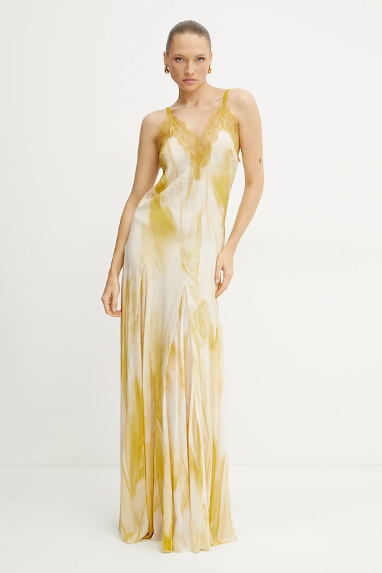 Φόρεμα Elisabetta Franchi με μοτίβο κίτρινο ABR5452E2