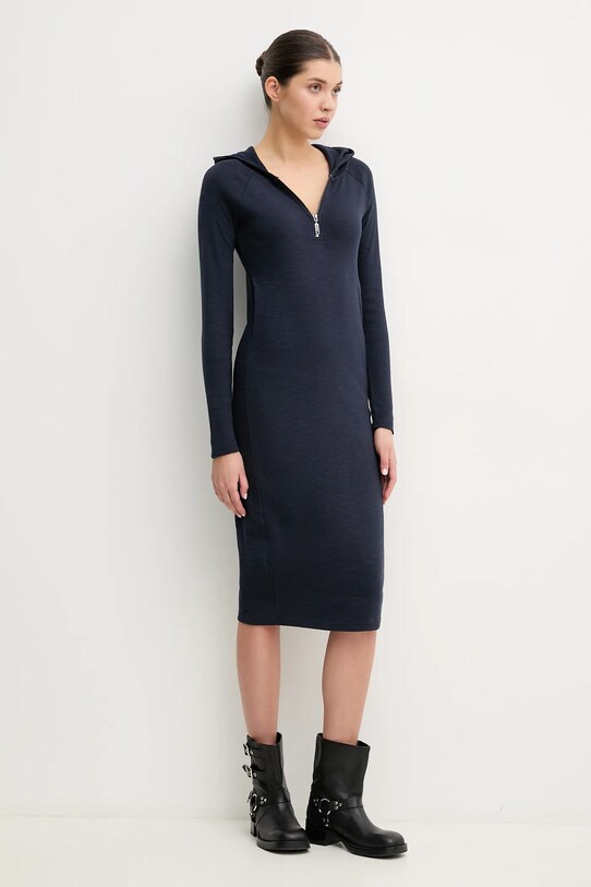 G-Star rochie din bumbac midi bleumarin D26083.D958