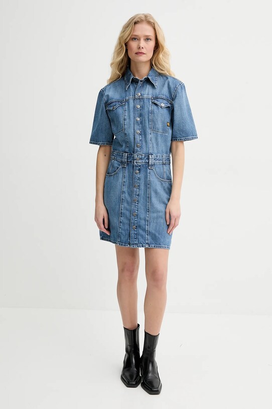 G-Star rochie din denim D26179.D301 albastru SS25