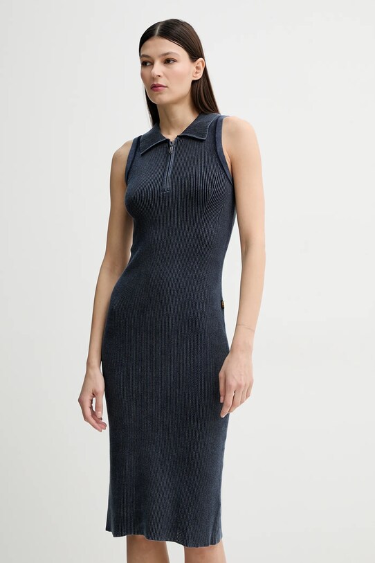 G-Star rochie din bumbac D25850.E132 bleumarin SS25