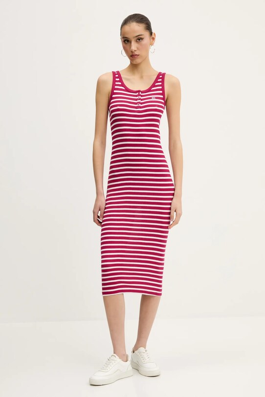 Tommy Jeans vestito in cotone midi rosa DW0DW19477