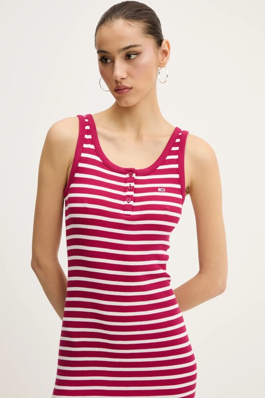 Tommy Jeans sukienka bawełniana różowy DW0DW19477