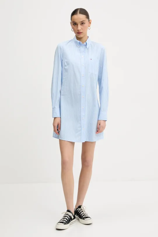 Памучна рокля Tommy Jeans DW0DW20334 син SS25