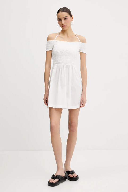 Bavlnené šaty Tommy Jeans DW0DW20343 biela SS25