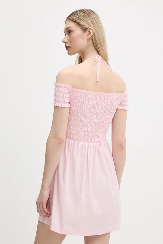 Ρούχα Βαμβακερό φόρεμα Tommy Jeans DW0DW20343 ροζ