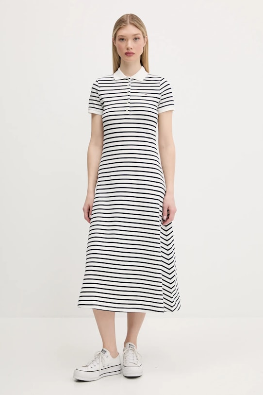 Šaty Tommy Jeans midi bílá DW0DW20383