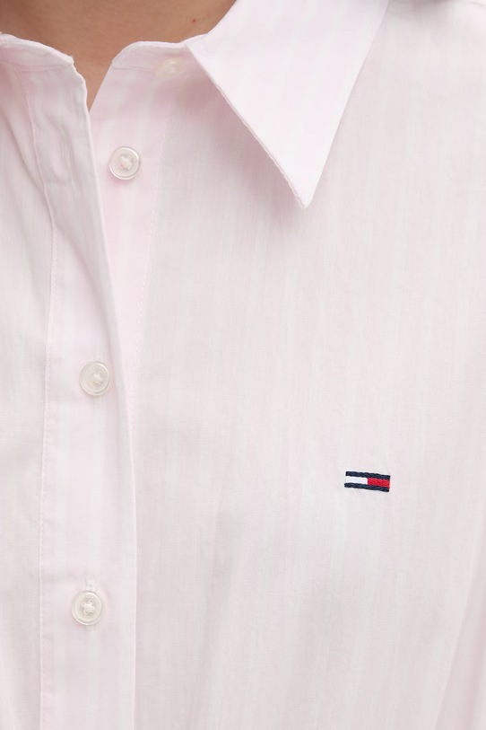 Tommy Jeans košeľové šaty bavlnené DW0DW20617 ružová