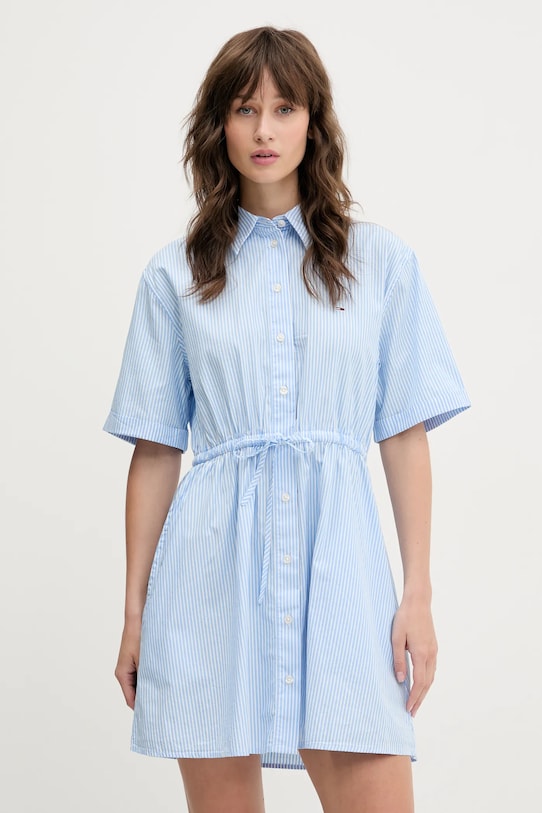 Бавовняна сукня Tommy Jeans візерунок блакитний DW0DW20617