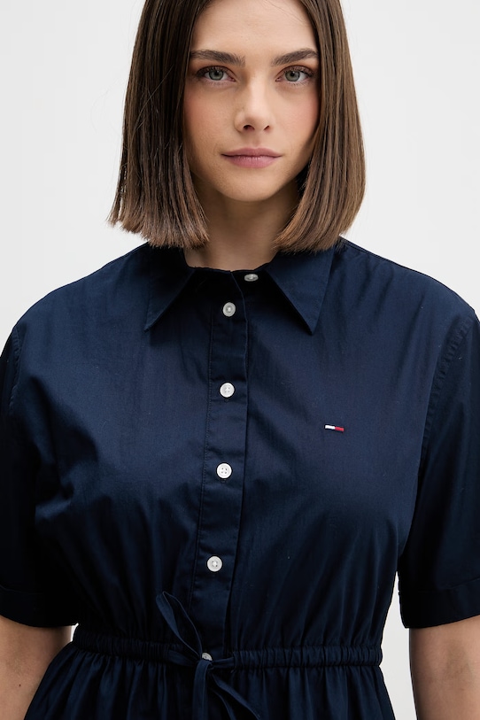 Tommy Jeans košeľové šaty bavlnené tmavomodrá DW0DW20617