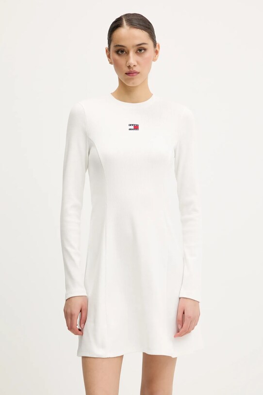 Φόρεμα Tommy Jeans με ελαστάν λευκό DW0DW20666