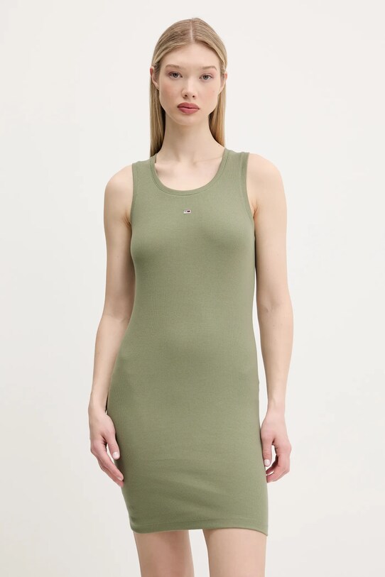 Tommy Jeans rochie mini verde DW0DW20674