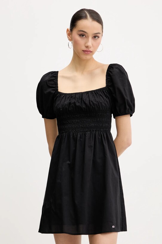 Tommy Jeans rochie din bumbac mini negru DW0DW21334
