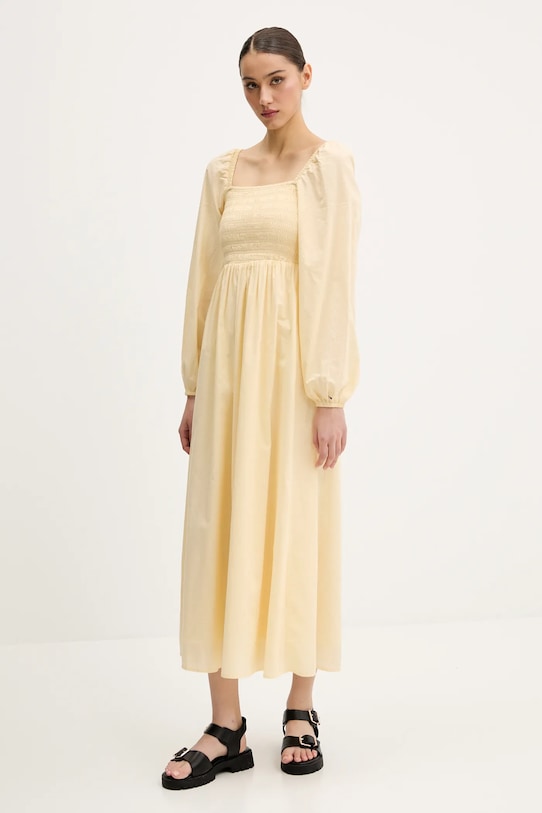 Памучна рокля Tommy Jeans DW0DW21335 жълт SS25