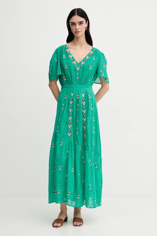 La Petite Française rochie din bumbac RACHELE maxi verde PFRACHELE