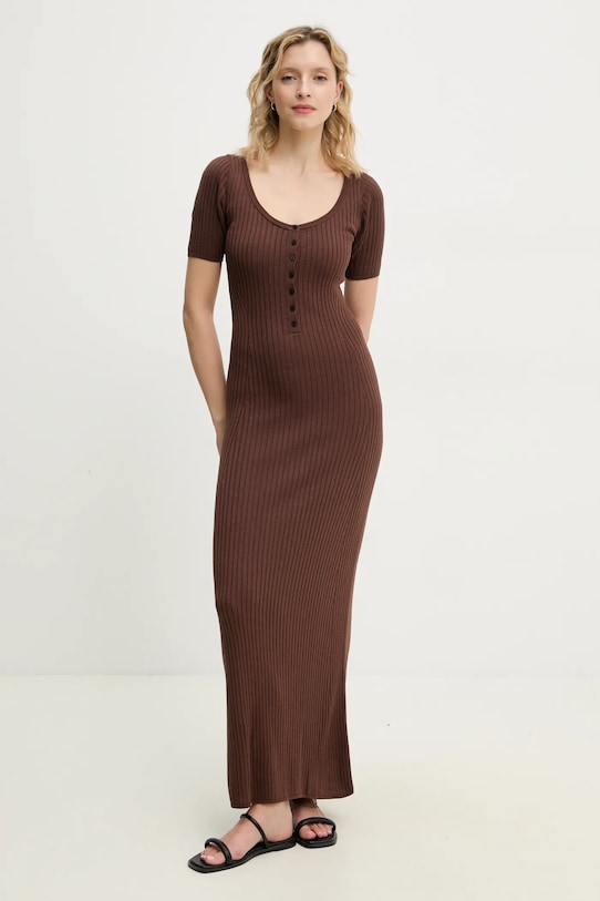 Herskind sukienka z domieszką jedwabiu Mira casual brązowy 5536106