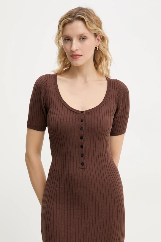Herskind sukienka z domieszką jedwabiu Mira brązowy 5536106