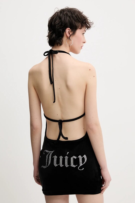 Îmbrăcăminte Juicy Couture rochie de catifea HALTER JCWED125326 negru