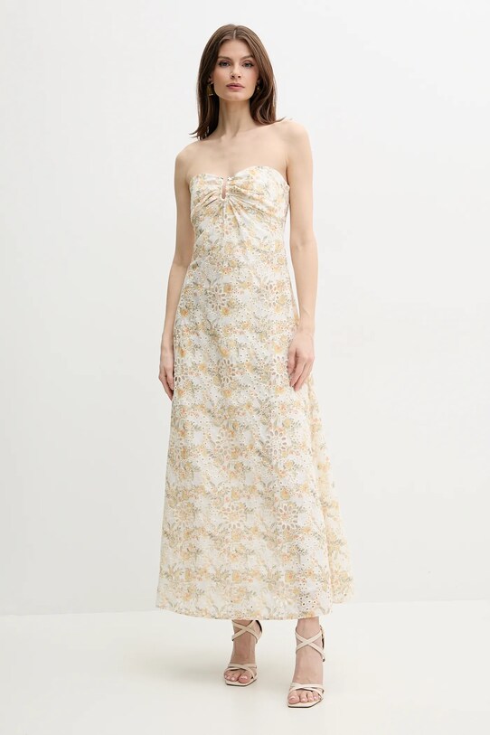 Bardot rochie din bumbac LORA maxi alb 59245DB2