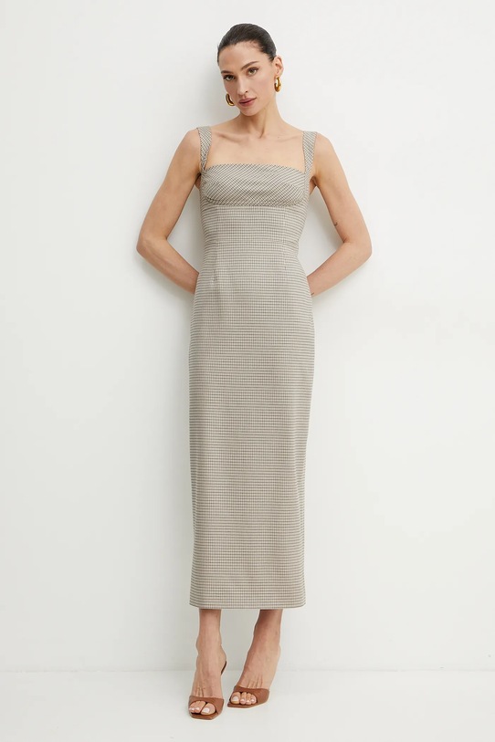 Obleka La Mania Z elastanom bež MARYAM