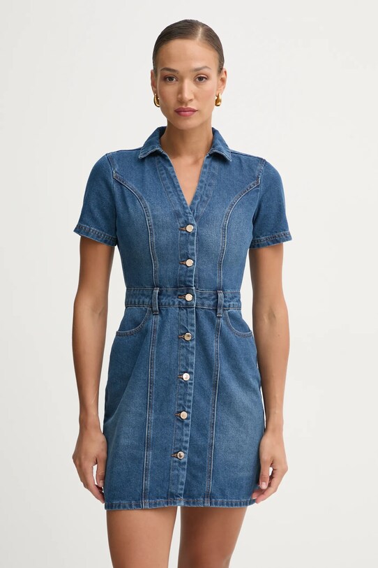 Morgan rochie din denim fixat albastru ROGLA