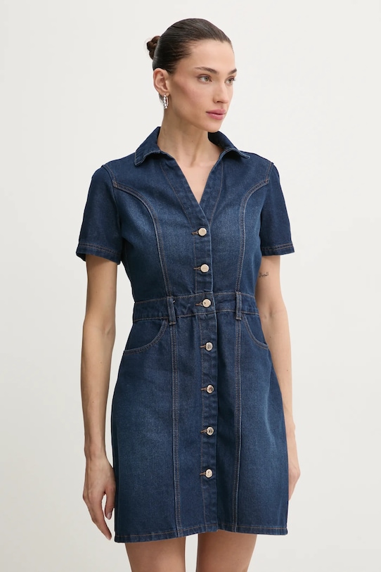 Morgan rochie din denim fixat bleumarin ROGLA