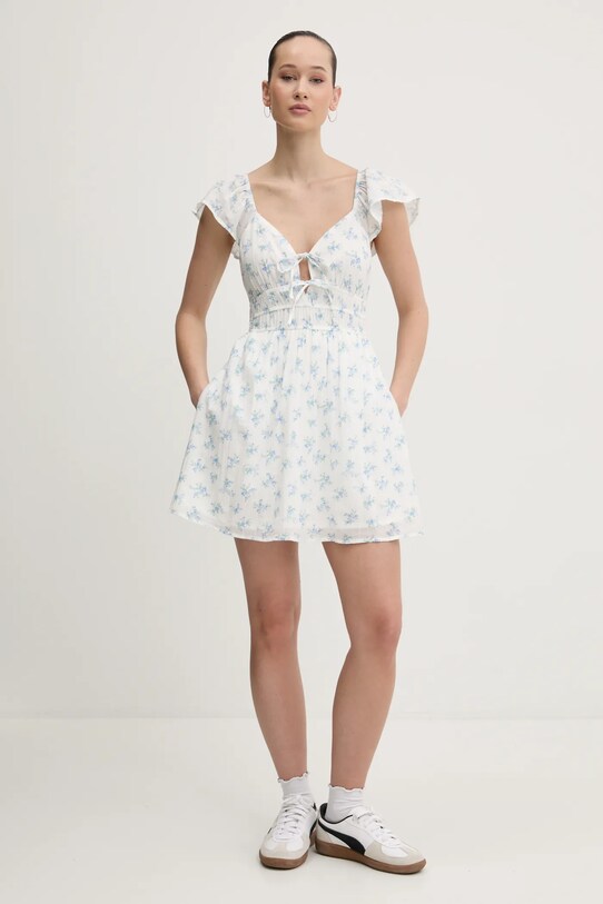Bavlnené šaty Hollister Co. KI359.5031.104 biela SS25