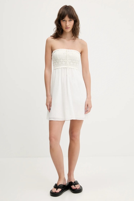 Bavlněné šaty Hollister Co. KI359.5042.100 bílá SS25