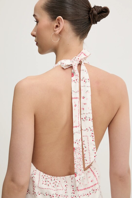 Ľanové šaty Hollister Co. KI359.5067.108 béžová