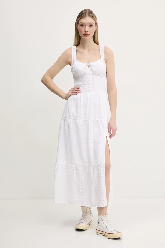 Bavlnené šaty Hollister Co. KI359.5069.100 biela SS25