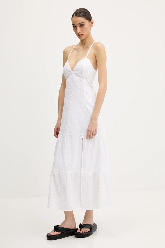 Bavlněné šaty Hollister Co. KI359.5079.100 bílá SS25
