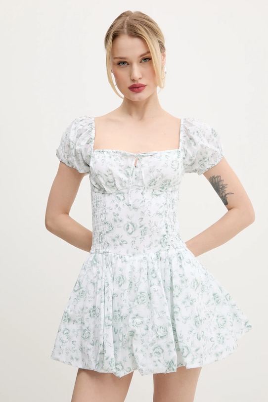 Βαμβακερό φόρεμα Hollister Co. με μοτίβο λευκό KI359.5085.108