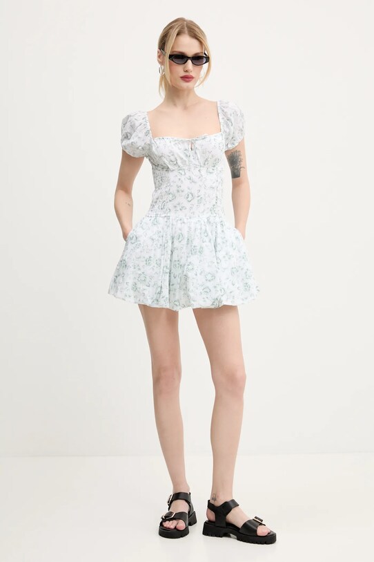 Βαμβακερό φόρεμα Hollister Co. KI359.5085.108 λευκό SS25